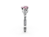White gold Fancy Pink Heart  Cut Diamond with Milgrain Marquise and Bezel Accents on a Solitaire Band with Prong Setting_209