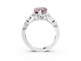 White gold Fancy Pink Heart  Cut Diamond with Milgrain Marquise and Bezel Accents on a Solitaire Band with Prong Setting_211