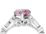 White gold Fancy Pink Heart  Cut Diamond with Milgrain Marquise and Bezel Accents on a Solitaire Band with Prong Setting_212