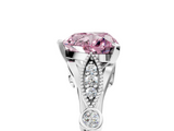 White gold Fancy Pink Heart  Cut Diamond with Milgrain Marquise and Bezel Accents on a Solitaire Band with Prong Setting_213