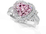 White gold Fancy Pink Heart  Cut Double Halo Diamond Engagement Ring with Pave Band and Four-Prong Setting_100