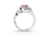White gold Fancy Pink Heart  Cut Double Halo Diamond Engagement Ring with Pave Band and Four-Prong Setting_102