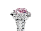 White gold Fancy Pink Heart  Cut Double Halo Diamond Engagement Ring with Pave Band and Four-Prong Setting_104