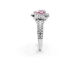 White gold Fancy Pink Heart  Cut Double Halo Diamond Engagement Ring with Pave Band and Four-Prong Setting_105