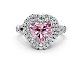 White gold Fancy Pink Heart  Cut Double Halo Split Shank Diamond Ring with Prong Setting_49