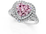 White gold Fancy Pink Heart  Cut Double Halo Split Shank Diamond Ring with Prong Setting_50