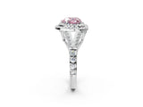 White gold Fancy Pink Heart  Cut Double Halo Split Shank Diamond Ring with Prong Setting_52