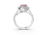 White gold Fancy Pink Heart  Cut Double Halo Split Shank Diamond Ring with Prong Setting_52