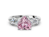 White gold Fancy Pink Heart  Cut Five-Stone Prong Set Diamond Ring with Classic Band_32
