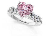 White gold Fancy Pink Heart  Cut Five-Stone Prong Set Diamond Ring with Classic Band_33