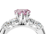 White gold Fancy Pink Heart  Cut Five-Stone Prong Set Diamond Ring with Classic Band_36