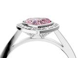White gold Fancy Pink Heart Cut Halo Bezel Diamond Pave Band Ring_4