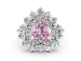 White gold Fancy Pink Heart Cut Halo Cluster Diamond Ring with Pave Band and Four-Prong Setting_12