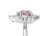 White gold Fancy Pink Heart Cut Halo Diamond Cluster Ring with Marquise and Round Stones on a White Gold Band with Prong Setting_5