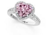 White gold Fancy Pink Heart  Cut Halo Diamond Engagement Ring with Pave Band and Four-Prong Setting_29