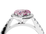 White gold Fancy Pink Heart  Cut Halo Diamond Engagement Ring with Pave Band and Four-Prong Setting_32