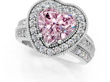 White gold Fancy Pink Heart Cut Halo Diamond Engagement Ring with Pave Split Shank and Four-Prong Setting_1