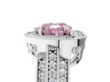 White gold Fancy Pink Heart Cut Halo Diamond Engagement Ring with Pave Split Shank and Four-Prong Setting_5