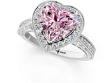 White gold Fancy Pink Heart Cut Halo Diamond Engagement Ring with Split Shank Band and Four-Prong Setting_13