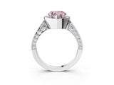 White gold Fancy Pink Heart Cut Halo Diamond Engagement Ring with Split Shank Band and Four-Prong Setting_15