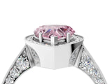 White gold Fancy Pink Heart Cut Halo Diamond Engagement Ring with Split Shank Band and Four-Prong Setting_16