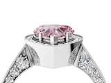 White gold Fancy Pink Heart Cut Halo Diamond Engagement Ring with Split Shank Band and Four-Prong Setting_4