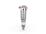 White gold Fancy Pink Heart  Cut Halo Diamond Engagement Ring with Split Shank and Four-Prong Setting_22