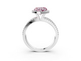 White gold Fancy Pink Heart  Cut Halo Diamond Engagement Ring with Split Shank and Four-Prong Setting_23