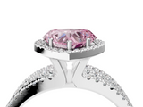 White gold Fancy Pink Heart  Cut Halo Diamond Engagement Ring with Split Shank and Four-Prong Setting_24