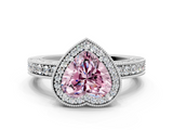 White gold Fancy Pink Heart  Cut Halo Diamond Pave Band Ring with Four-Prong Setting_45