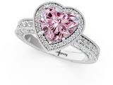 White gold Fancy Pink Heart  Cut Halo Diamond Pave Band Ring with Four-Prong Setting_46