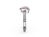 White gold Fancy Pink Heart  Cut Halo Diamond Pave Band Ring with Four-Prong Setting_47