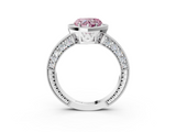 White gold Fancy Pink Heart  Cut Halo Diamond Pave Band Ring with Four-Prong Setting_48