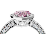 White gold Fancy Pink Heart  Cut Halo Diamond Pave Band Ring with Four-Prong Setting_49