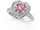 White gold Fancy Pink Heart  Cut Halo Diamond Pave Band with Four-Prong Setting_38