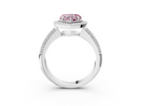 White gold Fancy Pink Heart  Cut Halo Diamond Pave Band with Four-Prong Setting_40