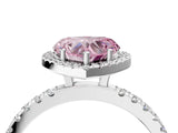 White gold Fancy Pink Heart Cut Halo Diamond Pave Band with Prong Setting_4