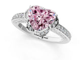 White gold Fancy Pink Heart  Cut Halo Diamond Ring with Channel Set Band and Four-Prong Setting_51