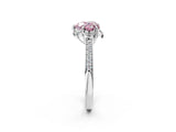 White gold Fancy Pink Heart  Cut Halo Diamond Ring with Channel Set Band and Four-Prong Setting_52