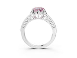 White gold Fancy Pink Heart  Cut Halo Diamond Ring with Channel Set Band and Four-Prong Setting_56
