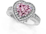 White gold Fancy Pink Heart  Cut Halo Diamond Ring with Pavé Band and Four-Prong Setting_54