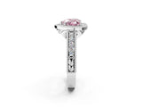 White gold Fancy Pink Heart  Cut Halo Diamond Ring with Pavé Band and Four-Prong Setting_55