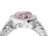 White gold Fancy Pink Heart  Cut Halo Diamond Ring with Pavé Band and Four-Prong Setting_57