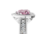 White gold Fancy Pink Heart  Cut Halo Diamond Ring with Pavé Band and Four-Prong Setting_58