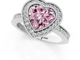 White gold Fancy Pink Heart  Cut Halo Diamond Ring with Pavé Band and Milgrain Prong Setting_33