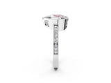 White gold Fancy Pink Heart  Cut Halo Diamond Ring with Pavé Band and Milgrain Prong Setting_34