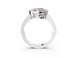 White gold Fancy Pink Heart  Cut Halo Diamond Ring with Pavé Band and Milgrain Prong Setting_35