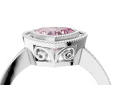 White gold Fancy Pink Heart  Cut Halo Diamond Ring with Pavé Band and Milgrain Prong Setting_36