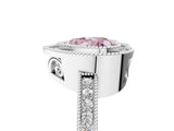 White gold Fancy Pink Heart  Cut Halo Diamond Ring with Pavé Band and Milgrain Prong Setting_37