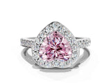 White gold Fancy Pink Heart Cut Halo Diamond Ring with Pavé Band and Three-Prong Setting_12